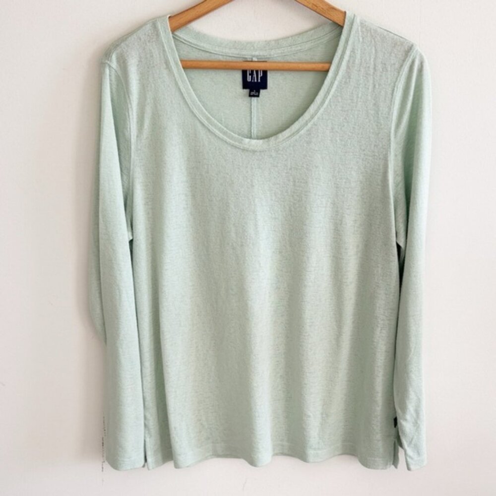 Gap seafoam mint green stretchy knit long sleeve tunic top shirt size large